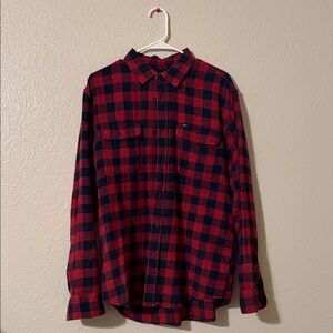 Obey Red and Black Plaid Men's flannel